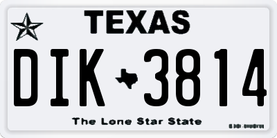 TX license plate DIK3814