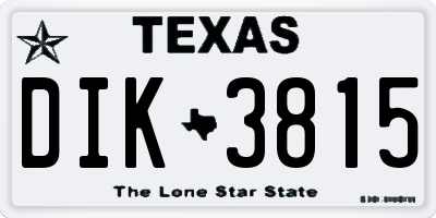 TX license plate DIK3815