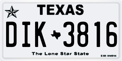 TX license plate DIK3816