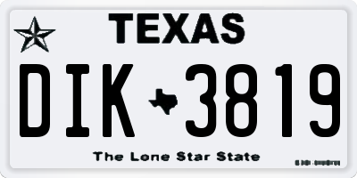 TX license plate DIK3819