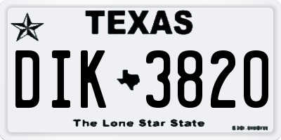 TX license plate DIK3820
