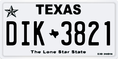 TX license plate DIK3821