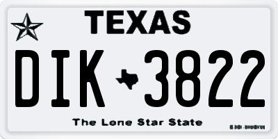 TX license plate DIK3822