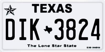 TX license plate DIK3824