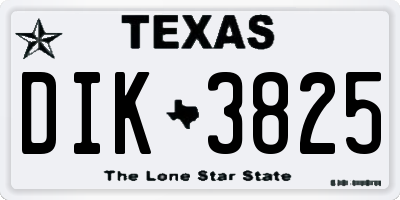 TX license plate DIK3825