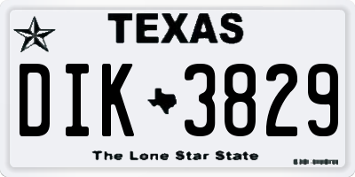 TX license plate DIK3829