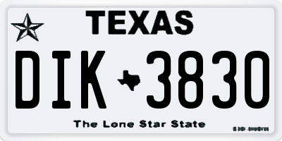 TX license plate DIK3830