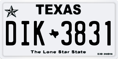 TX license plate DIK3831