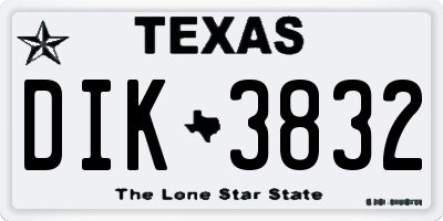 TX license plate DIK3832