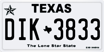 TX license plate DIK3833