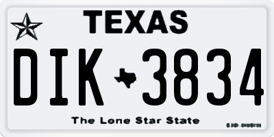TX license plate DIK3834