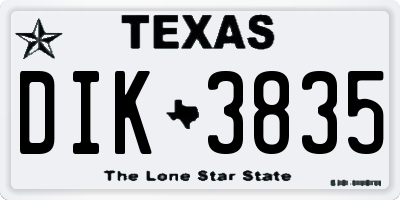 TX license plate DIK3835