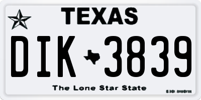 TX license plate DIK3839