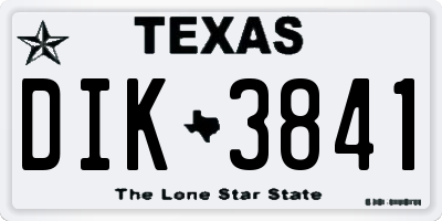 TX license plate DIK3841