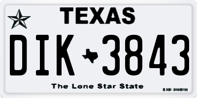 TX license plate DIK3843
