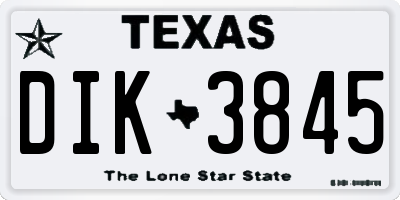 TX license plate DIK3845