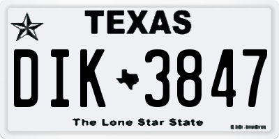 TX license plate DIK3847