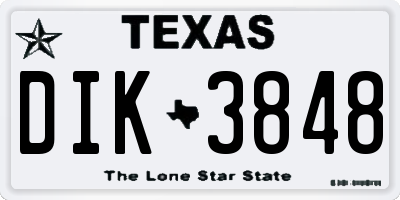 TX license plate DIK3848