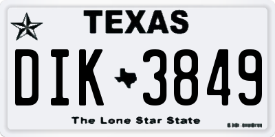 TX license plate DIK3849