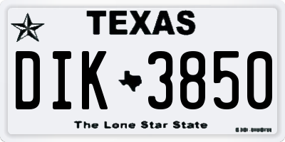 TX license plate DIK3850