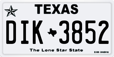 TX license plate DIK3852