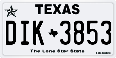 TX license plate DIK3853
