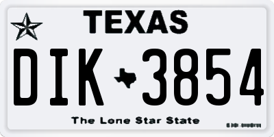 TX license plate DIK3854