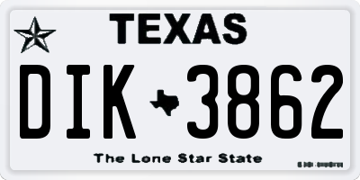 TX license plate DIK3862