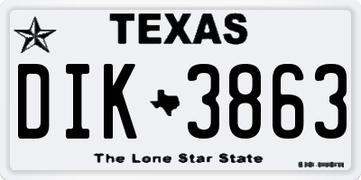 TX license plate DIK3863