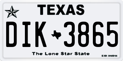 TX license plate DIK3865