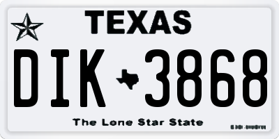 TX license plate DIK3868