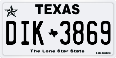 TX license plate DIK3869