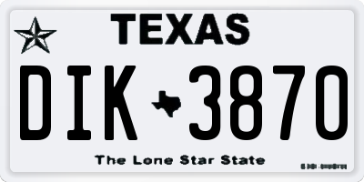 TX license plate DIK3870