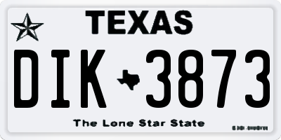TX license plate DIK3873