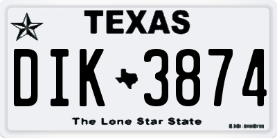 TX license plate DIK3874