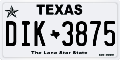 TX license plate DIK3875