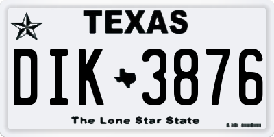TX license plate DIK3876