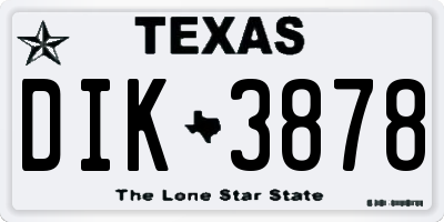 TX license plate DIK3878