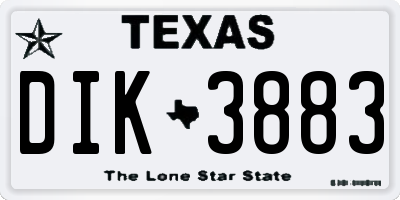 TX license plate DIK3883