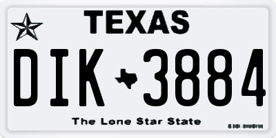 TX license plate DIK3884
