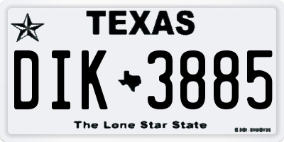 TX license plate DIK3885
