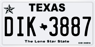 TX license plate DIK3887