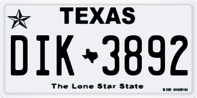 TX license plate DIK3892