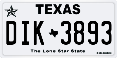 TX license plate DIK3893