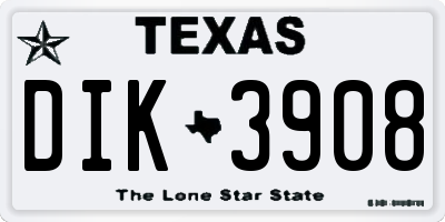 TX license plate DIK3908