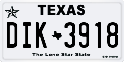 TX license plate DIK3918
