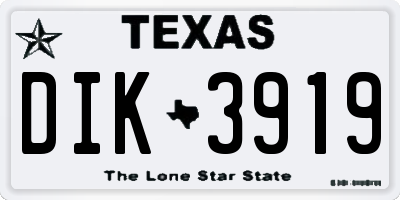 TX license plate DIK3919
