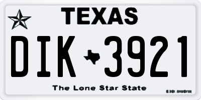TX license plate DIK3921