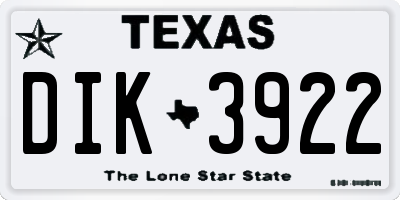 TX license plate DIK3922