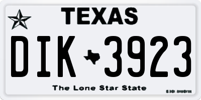 TX license plate DIK3923